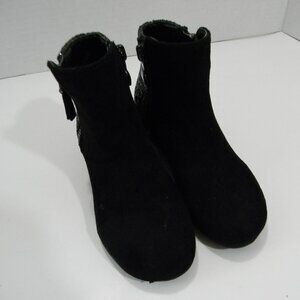 Link Black Ankle Boots Girls Kids Suede Glitter Zippered Heel NWOT